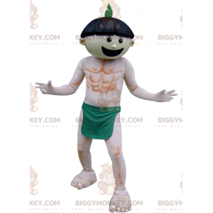 Herre BIGGYMONKEY™ maskotkostume kun iført grønt lændeklæde -