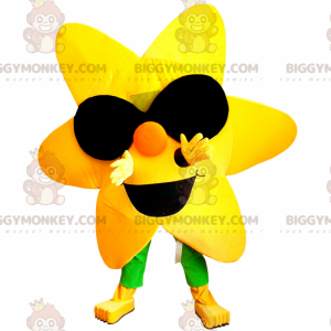Costume de mascotte BIGGYMONKEY™ de fleur jaune géante avec des