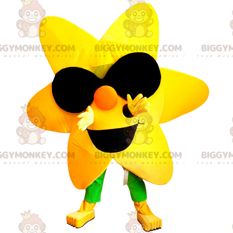 Jättegul blomma BIGGYMONKEY™ maskotdräkt med solglasögon - Plantera maskot - BIGGYMONKEY_06700 - BiggyMonkey.com