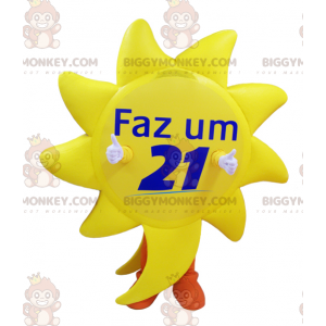 Yellow Giant Sun BIGGYMONKEY™ Mascot Costume With Orange Pants
