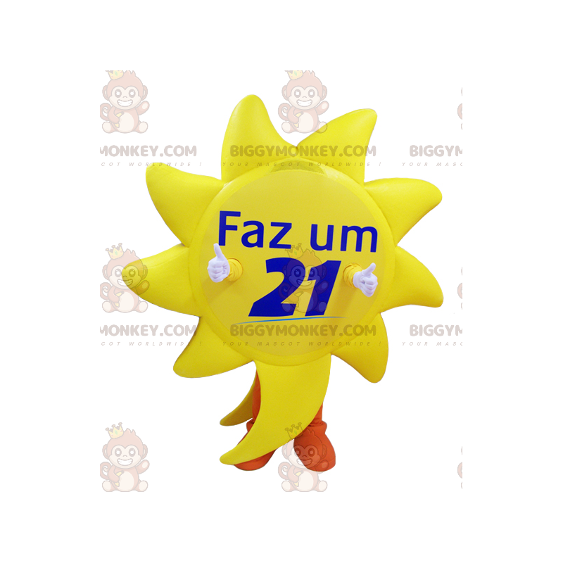 Costume da mascotte giallo gigante Sun BIGGYMONKEY™ con Costume da mascotte giallo gigante Sun BIGGYMONKEY™ con