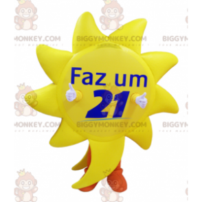 Yellow Giant Sun BIGGYMONKEY™ Mascot Costume With Orange Pants