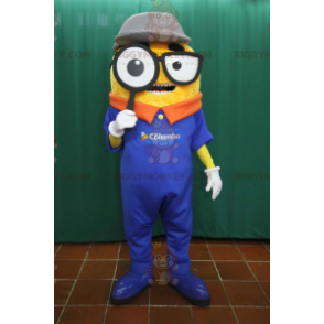 BIGGYMONKEY™ Snowman Detective Mascot Costume with Magnifying