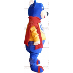 BIGGYMONKEY™ Mascot Costume Blue Bear Bear Wearing Red Scarf –