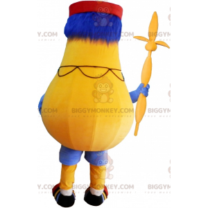 BIGGYMONKEY™ Maskottchenkostüm Gelber Birnenmann mit Kepi -