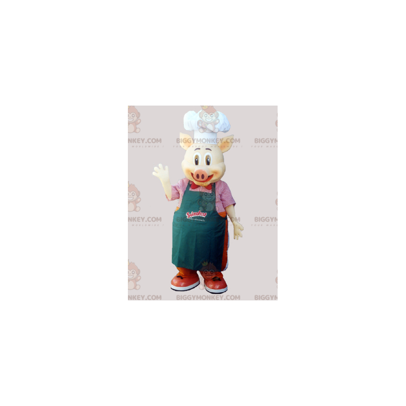 Costume de mascotte BIGGYMONKEY™ de cochon chef cuisiner avec Costume de mascotte BIGGYMONKEY™ de cochon chef cuisiner avec