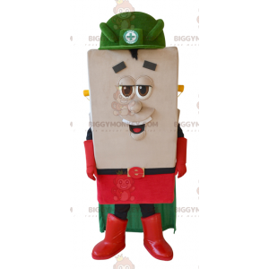 BIGGYMONKEY™ Square Figure Mascot Costume with Cape and Helmet