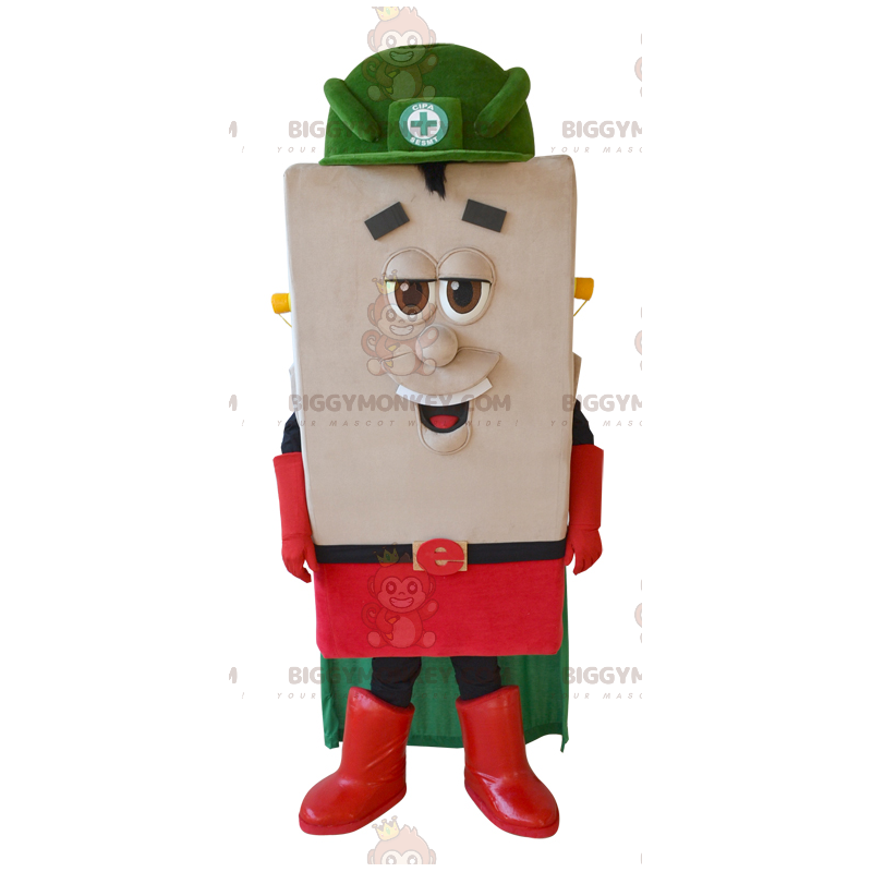 Kostium maskotki z kwadratową figurą BIGGYMONKEY™ z peleryną i Kostium maskotki z kwadratową figurą BIGGYMONKEY™ z peleryną i