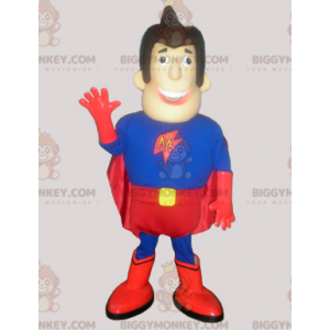 Blau-rotes Superhelden-Mann-BIGGYMONKEY™-Maskottchen-Kostüm -