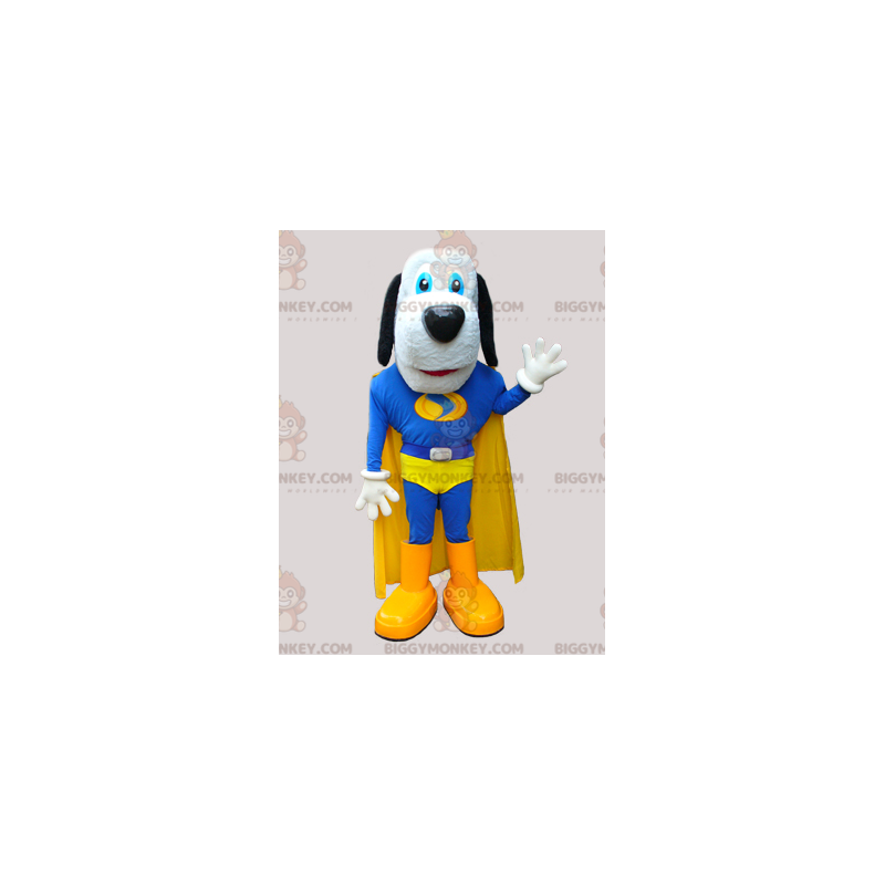 Blå og gul superhelte sød hund BIGGYMONKEY™ maskotkostume - Blå og gul superhelte sød hund BIGGYMONKEY™ maskotkostume -