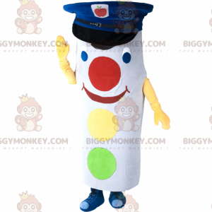 Wit en kleurrijk verkeerslicht BIGGYMONKEY™ mascottekostuum met