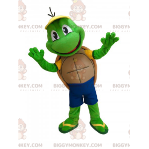 Leuke en grappige groene schildpad BIGGYMONKEY™ mascottekostuum
