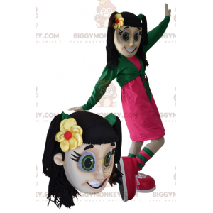BIGGYMONKEY™ Mascot Costume Brown Teen Girl with Green Eyes -