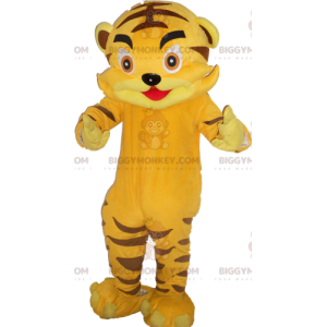 Cute Giant Yellow Tiger BIGGYMONKEY™ Mascot Costume -