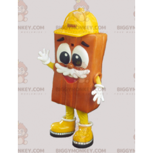 Brick Brown BIGGYMONKEY™ Mascot Costume with Yellow Helmet -