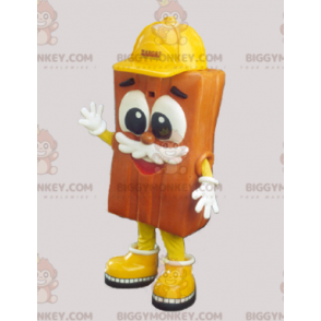 Tegelbrun BIGGYMONKEY™ maskotdräkt med gul hjälm - Maskot av objekt - BIGGYMONKEY_06733 - BiggyMonkey.com
