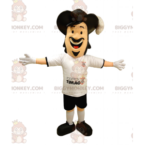 Traje de mascote do homem mosqueteiro BIGGYMONKEY™ com chapéu