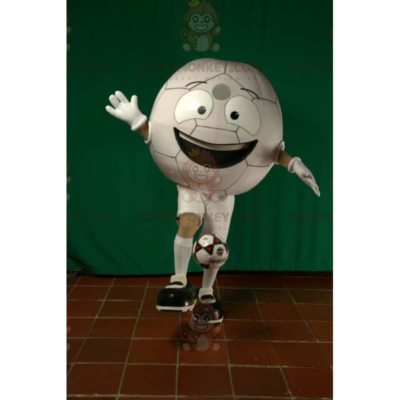 Fantasia de mascote gigante de bola de futebol branca Fantasia de mascote gigante de bola de futebol branca