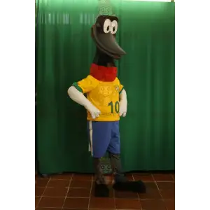 BIGGYMONKEY™ Mascot Costume Long Neck Black Bird With Big Beak