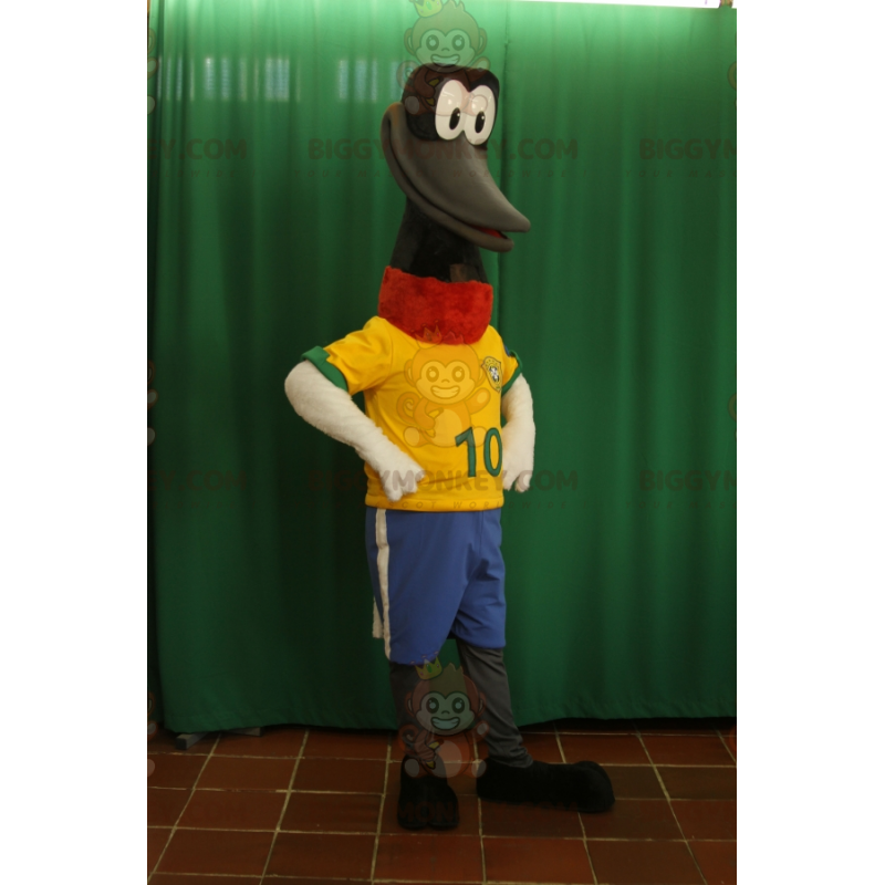 BIGGYMONKEY™ Costume da mascotte collo lungo uccello nero con BIGGYMONKEY™ Costume da mascotte collo lungo uccello nero con