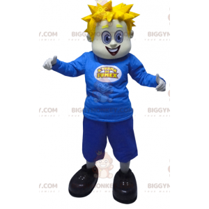 BIGGYMONKEY™ Mascot Costume Blond Man With Spikes Dressed In