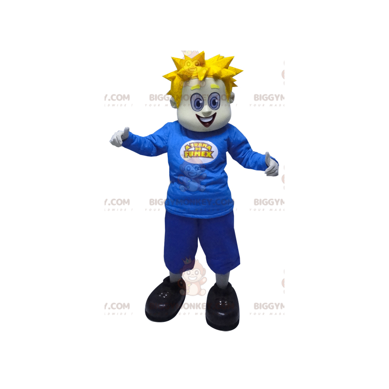 Costume de mascotte BIGGYMONKEY™ de bonhomme blond avec des Costume de mascotte BIGGYMONKEY™ de bonhomme blond avec des