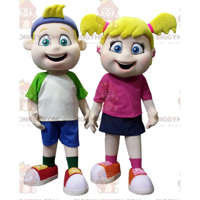 2 BIGGYMONKEY's kindermascotte een blond meisje en een jongen - 2 BIGGYMONKEY's kindermascotte een blond meisje en een jongen -