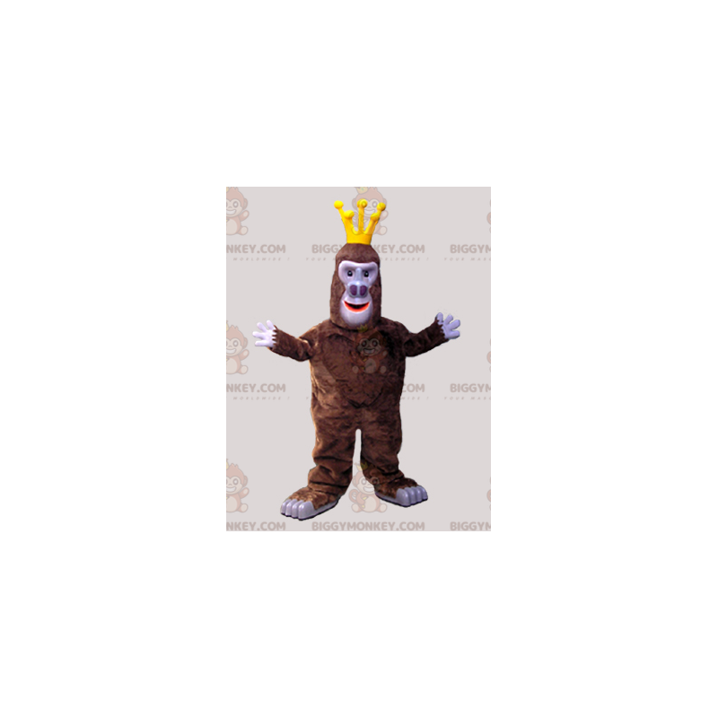BIGGYMONKEY™ Brown Gorilla Monkey Mascot Costume With Crown -