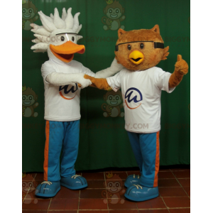 2 BIGGYMONKEY™s mascot a pelican bird and an owl -
