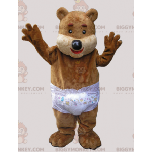Brown Teddy BIGGYMONKEY™ Mascot Costume with One Diaper -