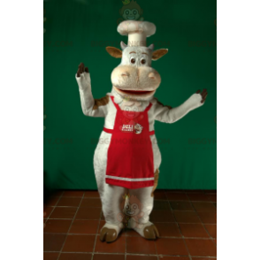 Στολή μασκότ σεφ Cook White Cow BIGGYMONKEY™ - Μασκότ αγελάδων - BIGGYMONKEY_06756 - BiggyMonkey.com