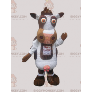 White and Brown Cute Cow BIGGYMONKEY™ Mascot Costume -