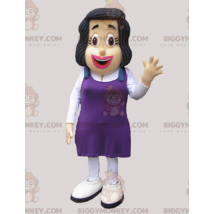 Costume de mascotte BIGGYMONKEY™ de femme brune avec une robe