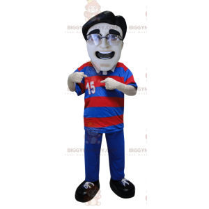 Disfraz de mascota BIGGYMONKEY™ de hombre vestido con polo a