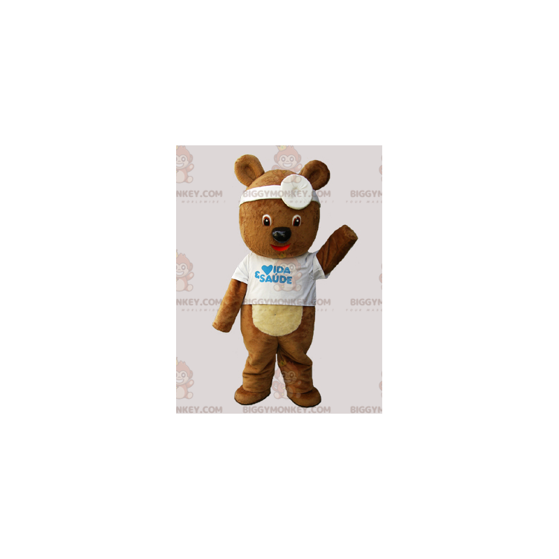 Traje de mascote médico marrom de ursinho de pelúcia Traje de mascote médico marrom de ursinho de pelúcia