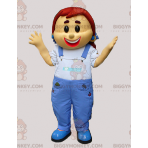 Girl In Denim Overalls BIGGYMONKEY™ maskotkostyme - Gutter og jenter maskoter - BIGGYMONKEY_06767 - BiggyMonkey.com