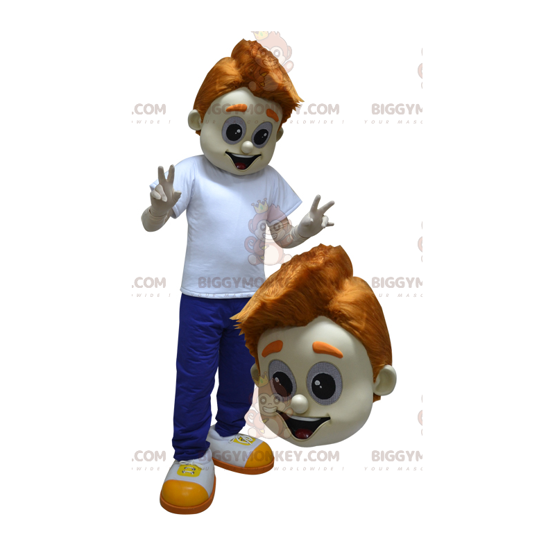 Kostým maskota BIGGYMONKEY™ Teenager Boy Blue & White Dress Up Kostým maskota BIGGYMONKEY™ Teenager Boy Blue & White Dress Up