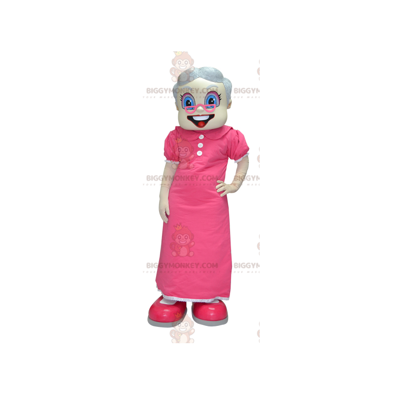 BIGGYMONKEY™ Old Lady Grandma Mascot Costume Dressed In Pink – BIGGYMONKEY™ Old Lady Grandma Mascot Costume Dressed In Pink –