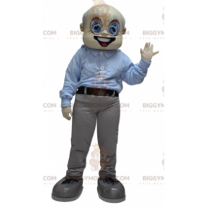 Opa Old Man BIGGYMONKEY™ mascottekostuum gekleed in grijs en