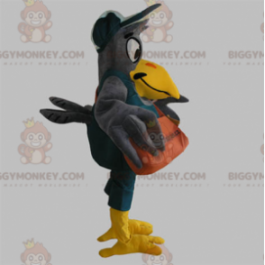 BIGGYMONKEY™ Riesiges grau-gelbes Vogel-Maskottchen-Kostüm mit