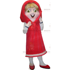 BIGGYMONKEY™ Mascot Costume Blonde Red Riding Hood with Green Eyes - Unclassified mascots - BIGGYMONKEY_06779 - BiggyMonkey.com