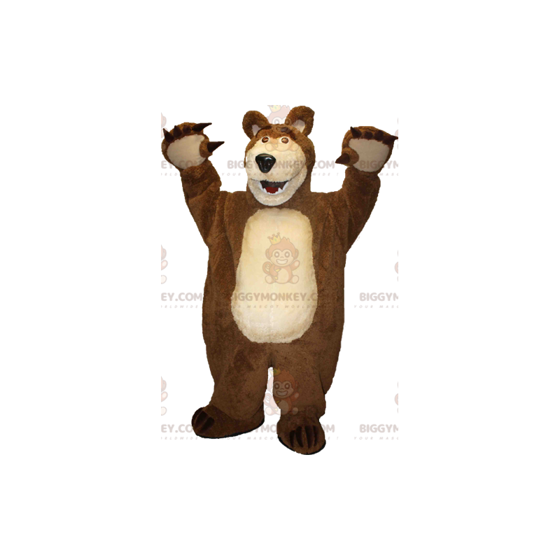 Costume de mascotte BIGGYMONKEY™ d'ours géant marron et beige - Costume de mascotte BIGGYMONKEY™ d'ours géant marron et beige -