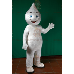 BIGGYMONKEY™ Mascot Costume All White Snowman with Teardrop