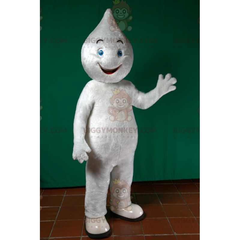 Traje de mascote BIGGYMONKEY™ todo branco boneco de neve com Traje de mascote BIGGYMONKEY™ todo branco boneco de neve com