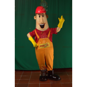 BIGGYMONKEY™ Kostýmní maskot Muž v montérkách s přilbou –
