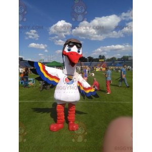 White Stork with Colorful Wings BIGGYMONKEY™ Mascot Costume -