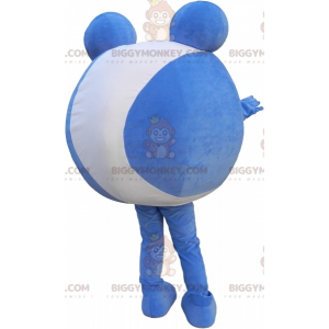 BIGGYMONKEY™ blauw en wit ronde sneeuwpop mascottekostuum.