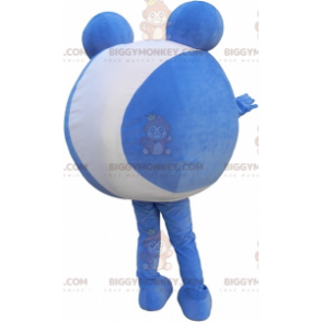BIGGYMONKEY™ blauw en wit ronde sneeuwpop mascottekostuum.