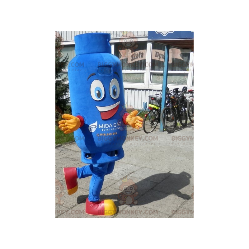 Smiling Blue Gas Canister BIGGYMONKEY™ Mascot Costume - Smiling Blue Gas Canister BIGGYMONKEY™ Mascot Costume -