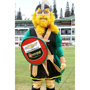 Disfraz de mascota de vikingo rubio BIGGYMONKEY™ con escudo -